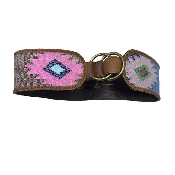 3D Belt Co. size medium Southwestern Loomed Fabric wide Belt tribal print - Picture 11 of 13